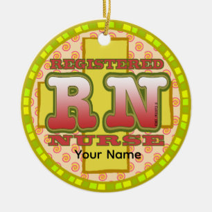Cross RN Nurse Ceramic Tree Decoration