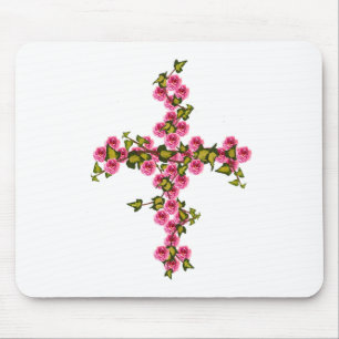 Cross roses and ivy mouse pad