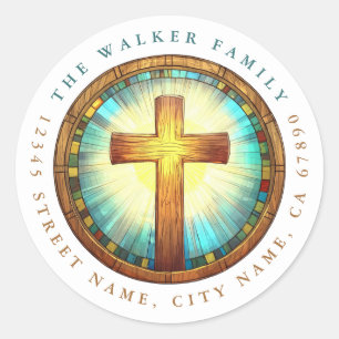 Cross Round Stickers