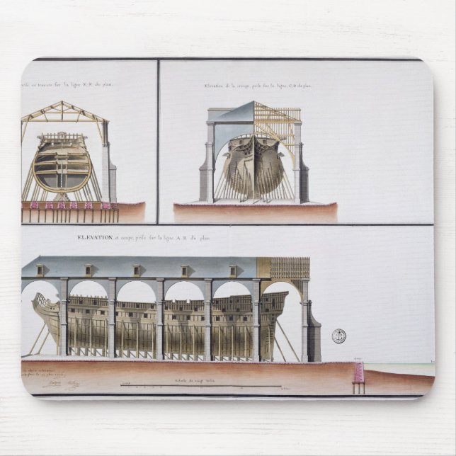 Cross-section and elevation of a ship, 1776 mouse pad (Front)