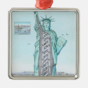 Cross section illustration of Statue of Liberty Metal Tree Decoration