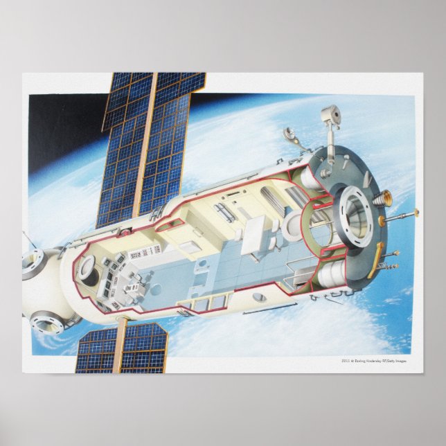 Cross section of solar powered space station poster (Front)