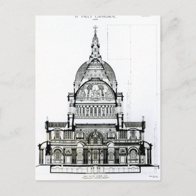 Cross section of St. Paul's Cathedral Postcard (Front)