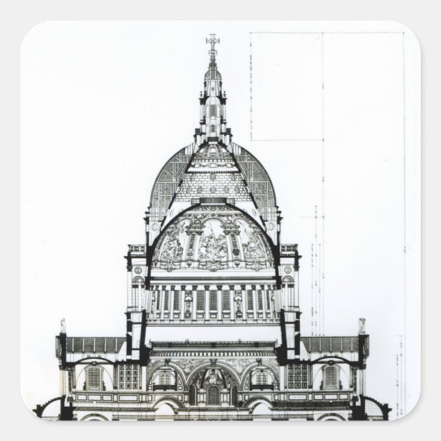 Cross section of St. Paul's Cathedral Square Sticker (Front)