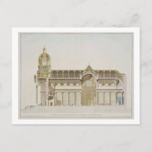 Cross Section of the Church of St. Jacques, Brusse Postcard