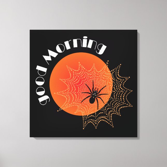 cross spider on net at sunrise canvas print (Front)