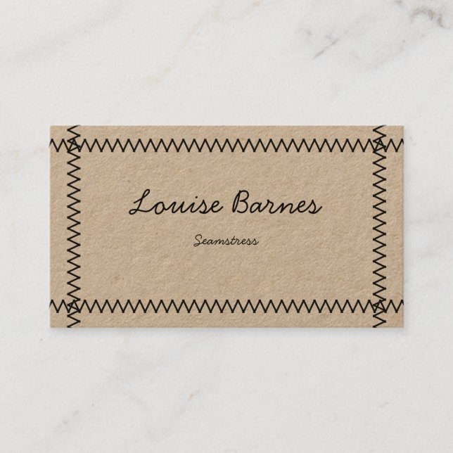 Cross stich frame seamstress kraft business card (Front)