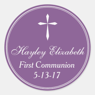 Cross Sticker, Favour Tag Envelope Seal, Purple