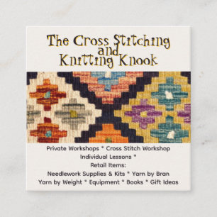 Cross Stitch and Knitting Square Business Card