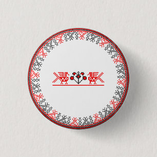Cross-stitch birds 3 cm round badge