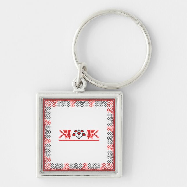Cross-stitch birds key ring (Front)