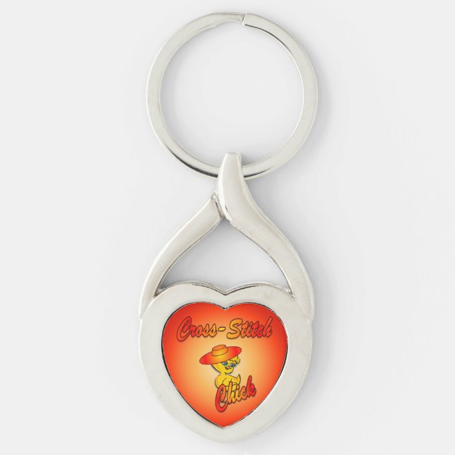 Cross-Stitch Chick #5 Key Ring (Front)