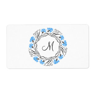 Cross-stitch Cornflower Circle Monogram Initial