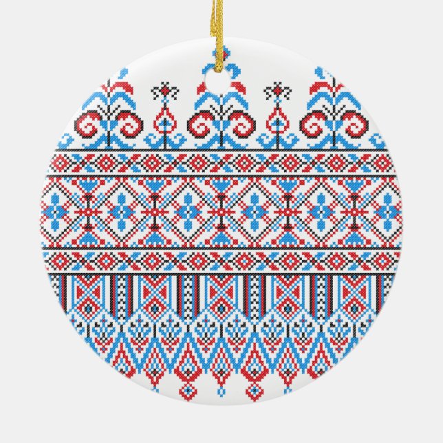 Cross-stitch design ceramic tree decoration (Back)