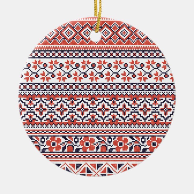 Cross-stitch design Patterns Ceramic Tree Decoration (Front)