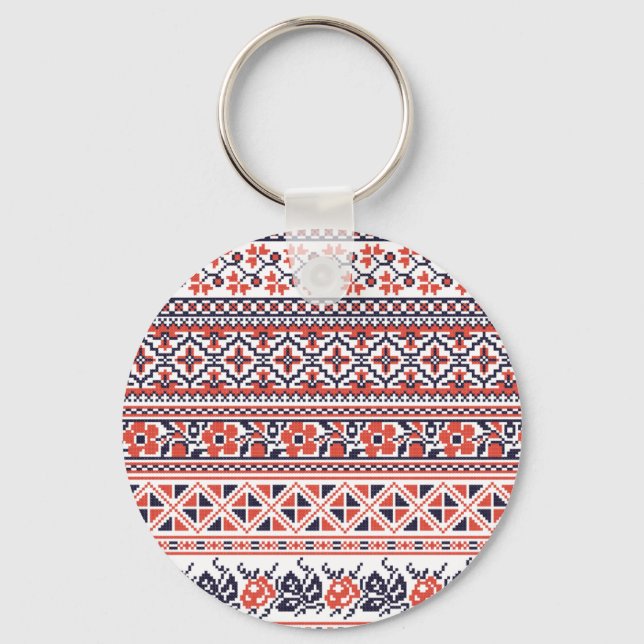 Cross-stitch design Patterns Key Ring (Front)