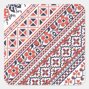 Cross-stitch design Patterns Square Sticker
