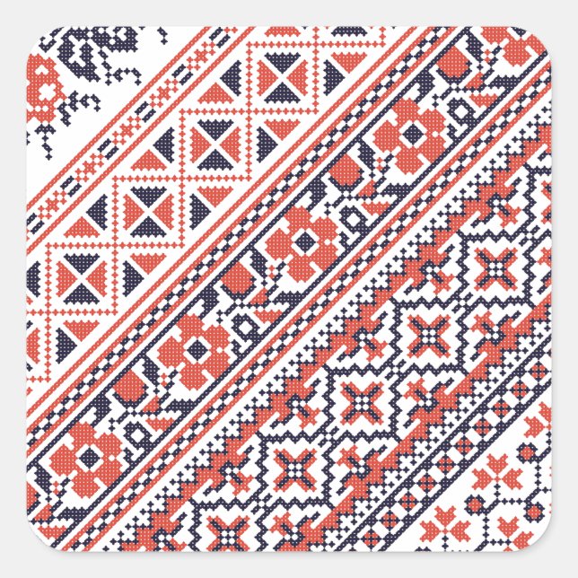 Cross-stitch design Patterns Square Sticker (Front)