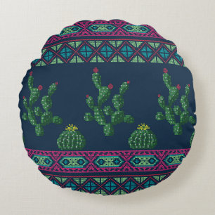 Cross stitch flower embroidery cross-stitch floral round cushion