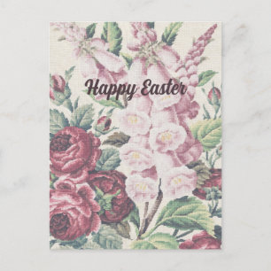 Cross Stitch Flowers Holiday Postcard