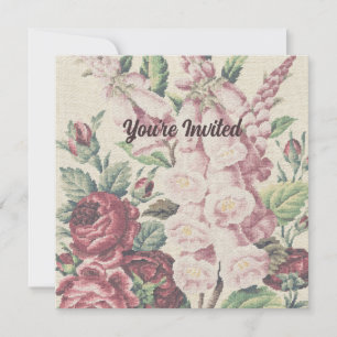 Cross Stitch Flowers Invitation