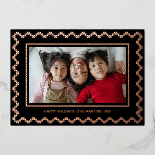 Cross stitch frame Christmas foil Holiday Card