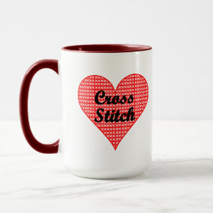 Cross Stitch Heart Mug