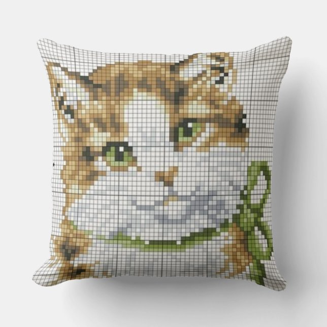 Cross Stitch Kitten  Cushion (Front)