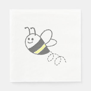 Cross Stitch Pattern Print Cute Bee Baby Shower Napkin