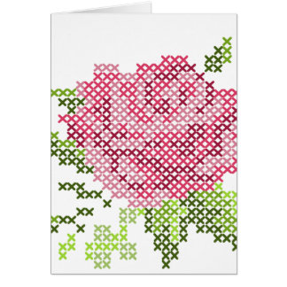 Cross Stitch Rose Card