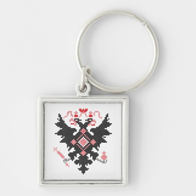 Cross-stitch RUSSIAN IMPERIAL TWO-HEADED EAGLE Key Ring (Front)