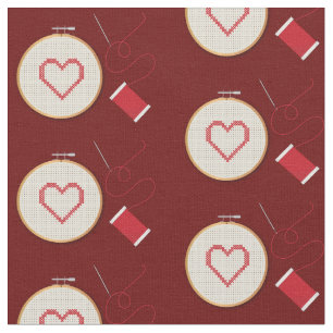 Cross Stitch Sewing Heart Fabric