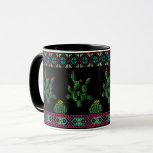 Cross stitch tribal embroidery cross-stitch mexica mug