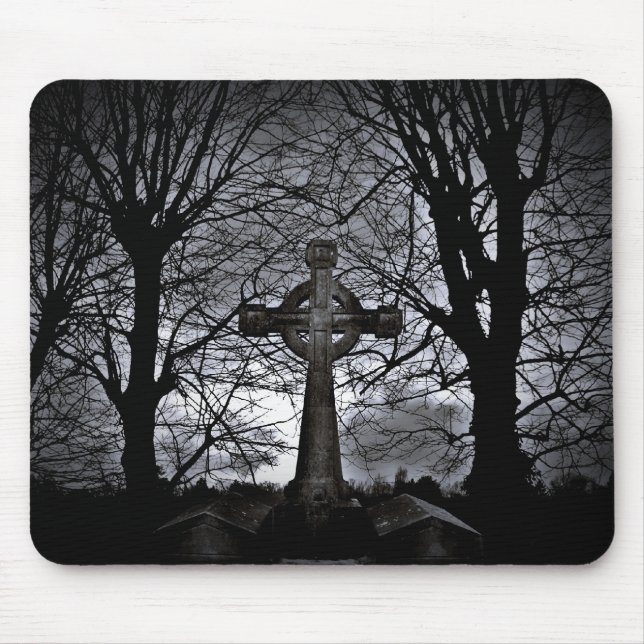 Cross surrounded by trees mouse pad (Front)