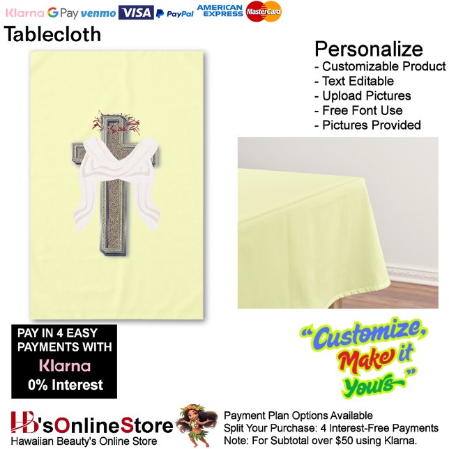 Cross Tablecloth Linen with Yellow Background (Cross Tablecloth Linen with Yellow Background.
)