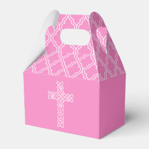 Cross   Taffy Pink First Communion Favour Box