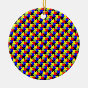 Cross - Tetris - Retro Ceramic Tree Decoration