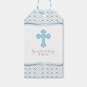 Cross Thank You Gift Tag-Blue & Silver Gift Tags