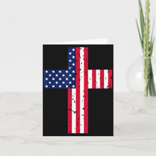 Cross Usa Flag Christian Religious Us America Fait Card