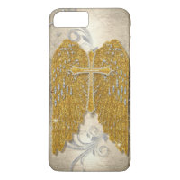 Cross w Glitter Diamond Jewel Look Angel Wings