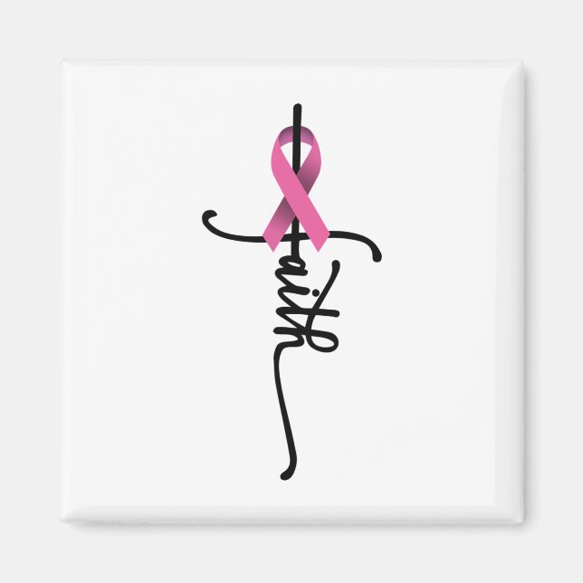 Cross Warrior Survivor Pink Ribbon Breast Cancer  Magnet (Front)