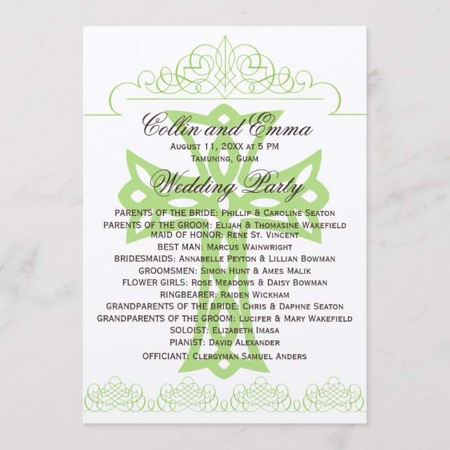 Cross Wedding Programs Programme (Front)