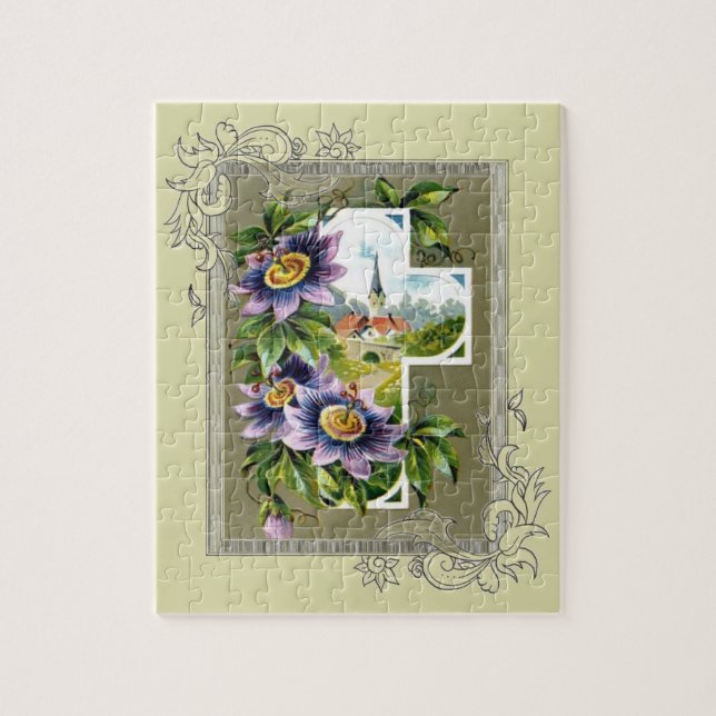 Cross With Church And Flowers Jigsaw Puzzle (Vertical)