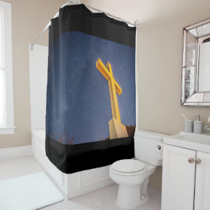 Cross with milky way on Pensacola beach Shower Curtain