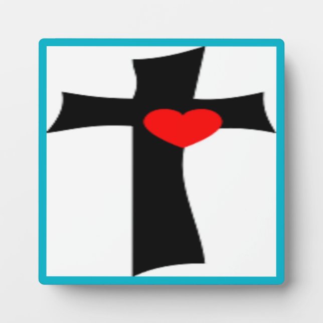 CROSS WITH RED HEART PLAQUE (Front)