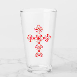 Cross with red ornament glass