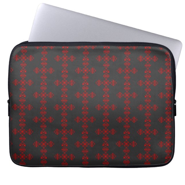 Cross with red ornament laptop sleeve (Front)
