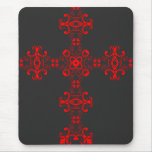 Cross with red ornament mouse pad