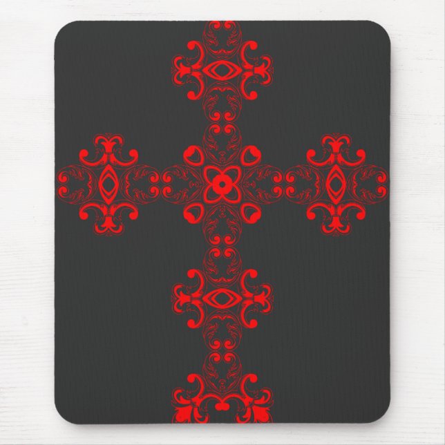 Cross with red ornament mouse pad (Front)