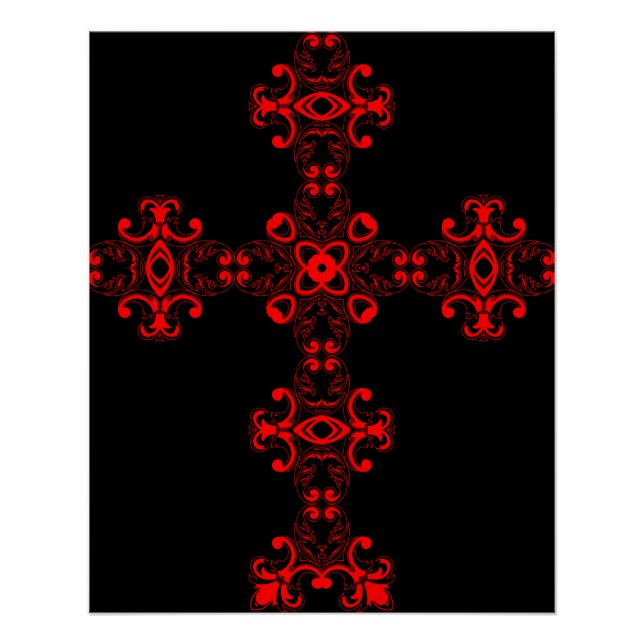 Cross with red ornament poster (Front)